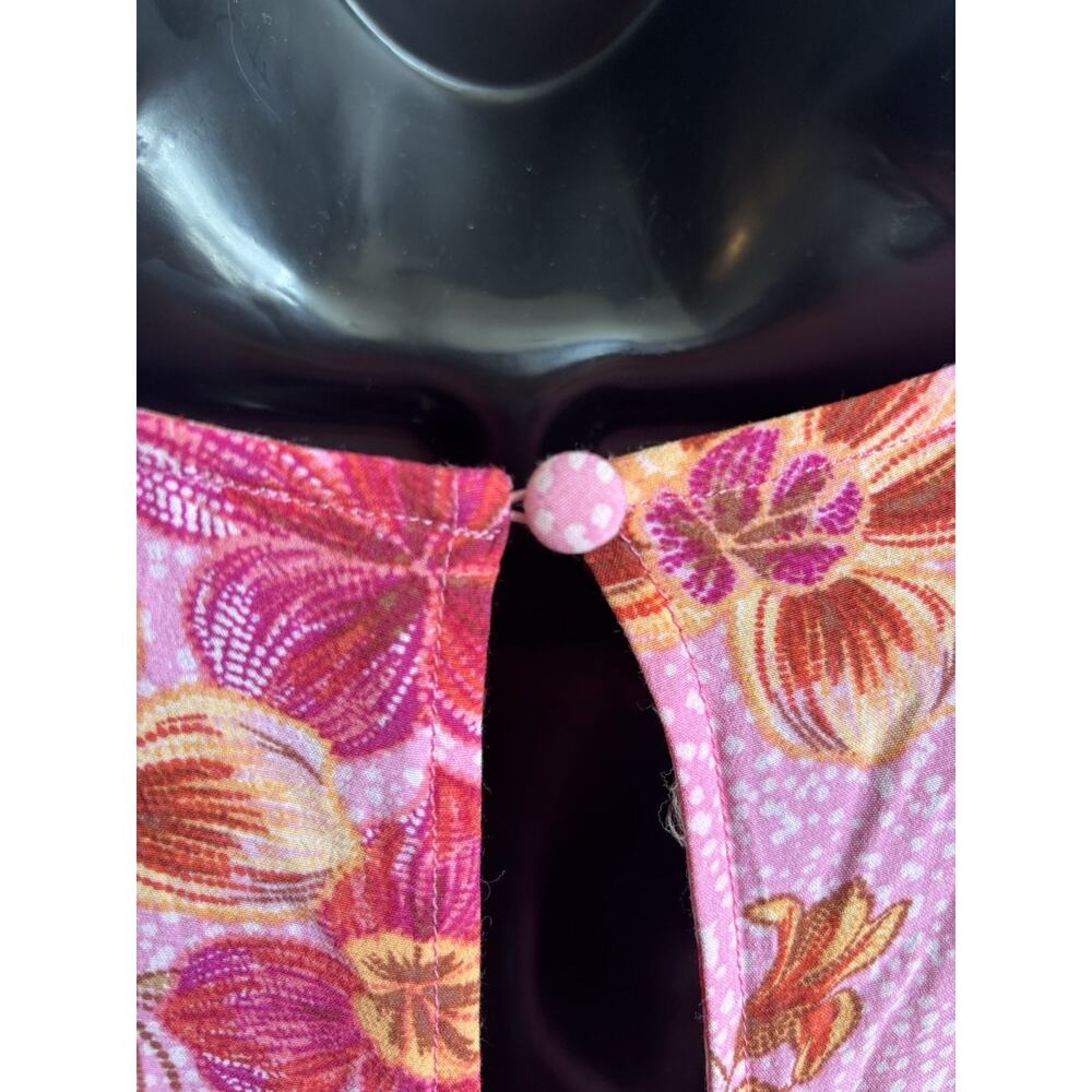 LOFT Pink Floral‎ Dress Large Boho Romantic Cottagecore Tassel Waist Mini - Picture 5 of 13